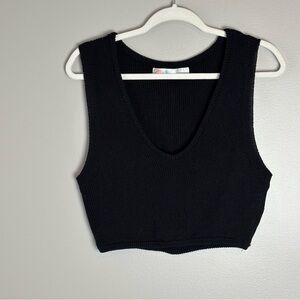Free People Black Knit Crop Top